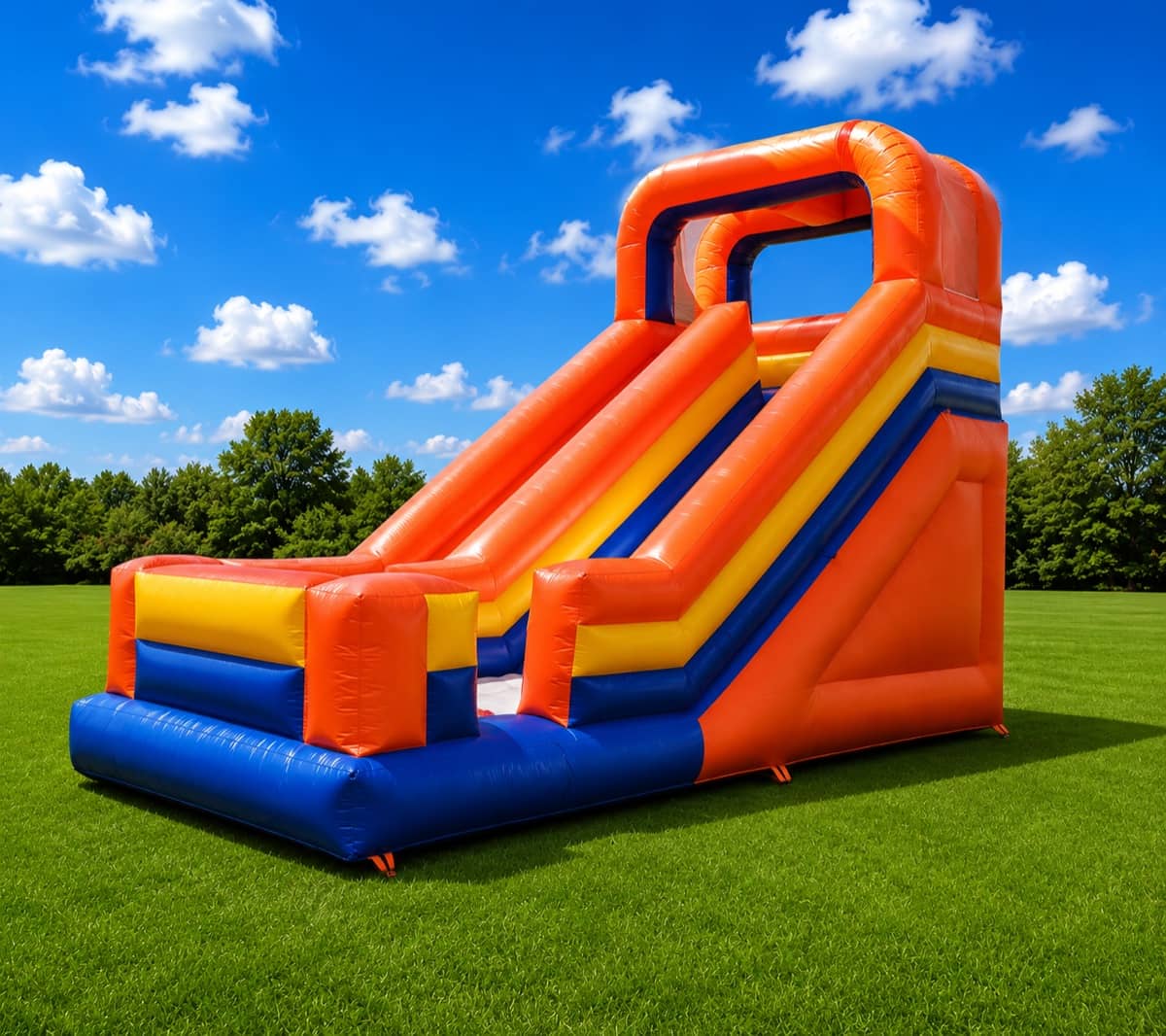 Tobogán inflable naranja gigante